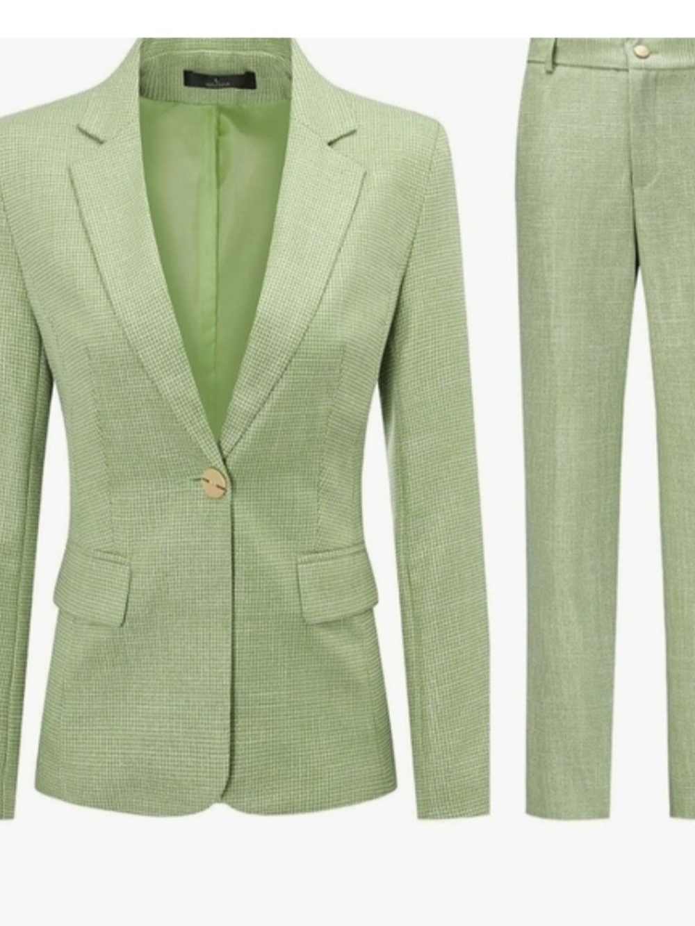 Structured Light Green Women's Blazer and Trousers Set